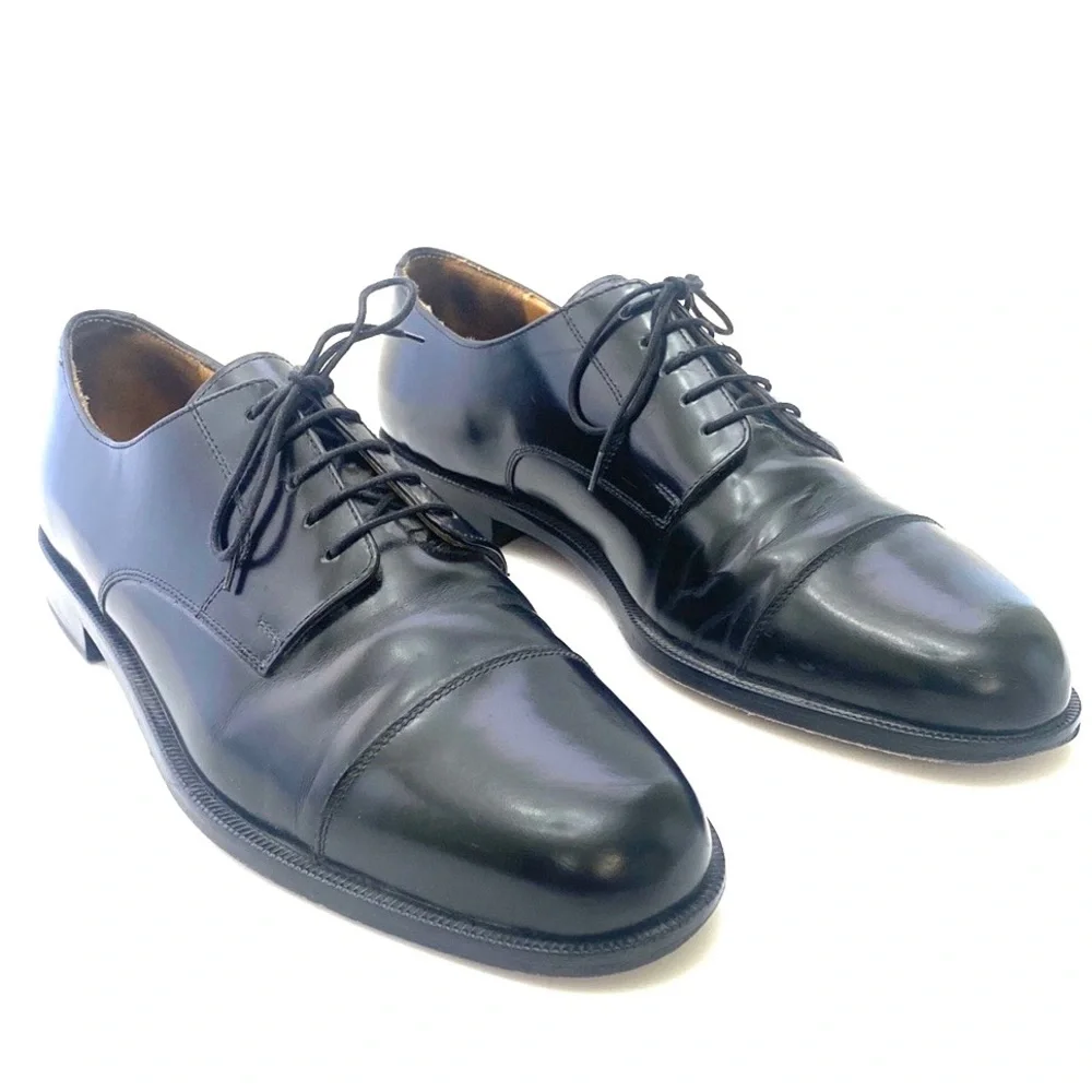 Cole Haan Men’s Black Leather Classic Cap Toe Dress Shoe